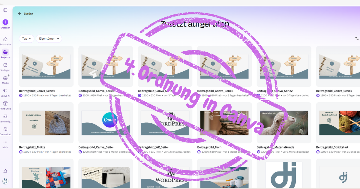 Beitragsbild für Ordnung in Canva