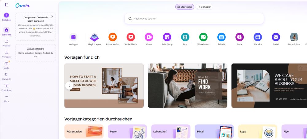 Vorlage_erste_Grafik Ansicht der Vorlagen in Canva
